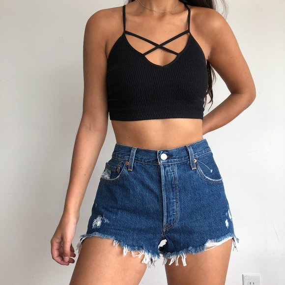 NWT Levi's 501 distressed denim cutoff shorts